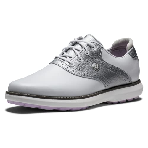 FootJoy Damen Fj Traditions Golfschuh, Weiß, silberfarben, Violett, 40 EU von FootJoy