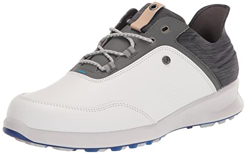 FootJoy Herren Stratos Golfschuh, White Charcoal Blue Jay, 42.5 EU Weit von FootJoy