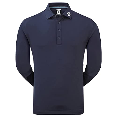 Footjoy Herren Thermolite Long Sleeved Smooth Pique Poloshirt, Blau (Azul Navy 96955), Large von FootJoy