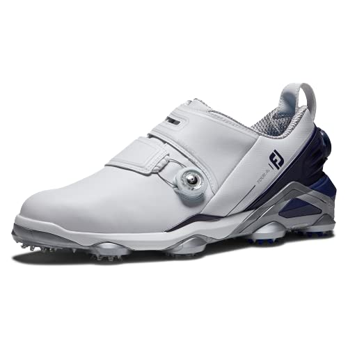 FootJoy Herren Tour Alpha Dual Boa Golfschuh, Weiß Marineblau Grau, 11 UK von FootJoy