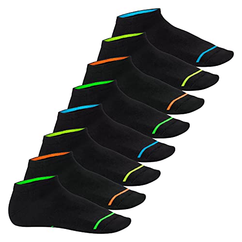 Footstar Herren & Damen Sneaker Socken (8 Paar), Kurze Sportsocken im Neon Look - Neon Glow - Schwarz 39-42 von Footstar