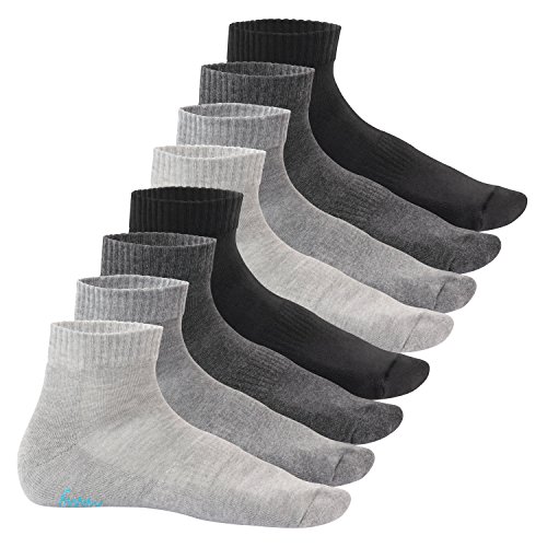 Footstar Damen & Herren Kurzschaft Socken mit Frottee-Sohle (8 Paar) Sneak It! - Classic Grey 35-38 von Footstar
