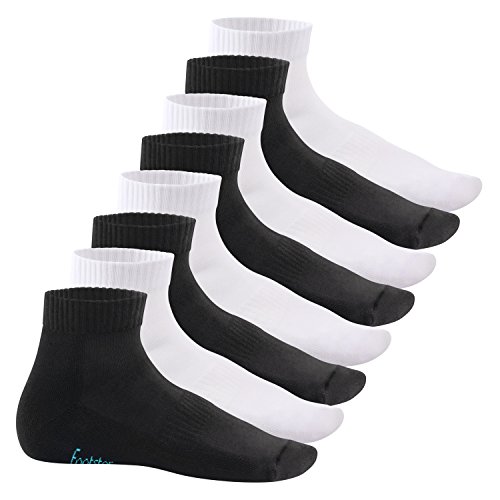 Footstar Damen & Herren Kurzschaft Socken mit Frottee-Sohle (8 Paar) Sneak It! - Schwarz-Weiß-Mix 47-50 von Footstar