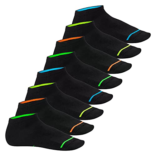 Footstar Herren & Damen Sneaker Socken (8 Paar), Kurze Sportsocken im Neon Look - Neon Glow - Schwarz 43-46 von Footstar