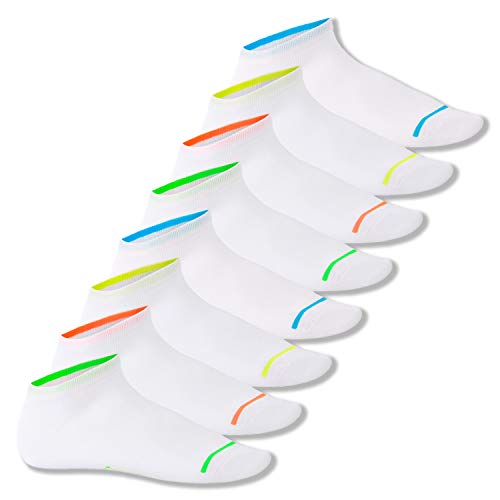Footstar Herren & Damen Sneaker Socken (8 Paar), Kurze Sportsocken im Neon Look - Neon Glow - Weiß 47-50 von Footstar