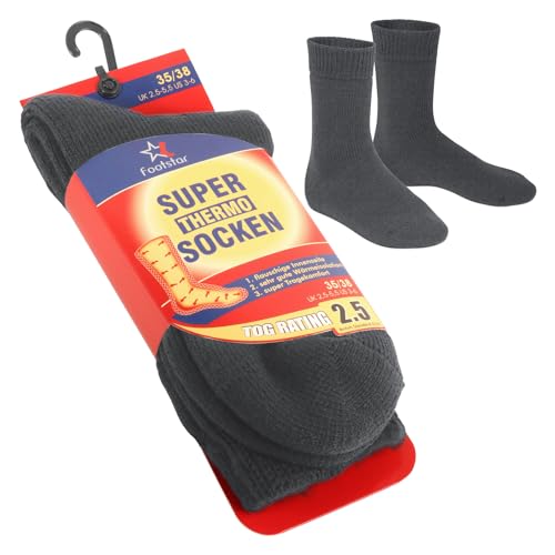 Footstar Damen und Herren Feet Heater Thermo Socken (1 Paar) Extra warme Winter Socken - Anthrazit 35-38 von Footstar