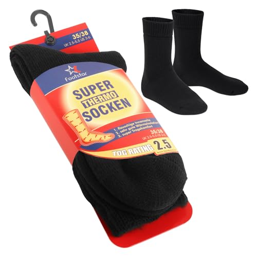 Footstar Damen und Herren Feet Heater Thermo Socken (1 Paar) Extra warme Winter Socken - Schwarz 35-38 von Footstar