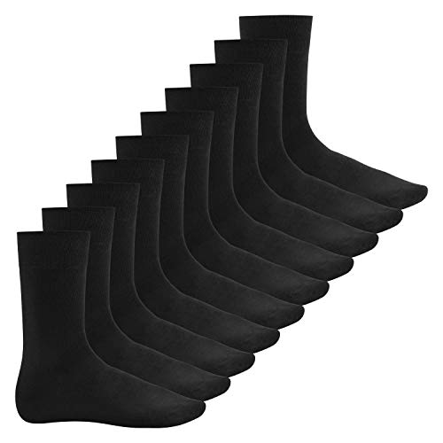 Footstar Herren Baumwollsocken (10 Paar) Handgekettelte flache Spitze - Everyday! - Schwarz 43-46 von Footstar