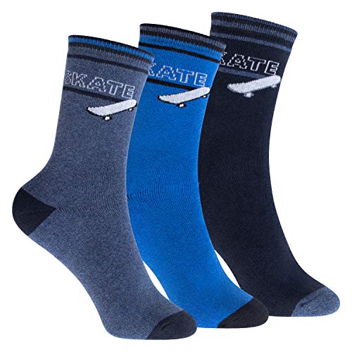 Footstar Kinder Frottee-Socken mit Motiv (3 Paar) Warme Socken mit Thermoeffekt - Skate Motiv 23-26 von Footstar