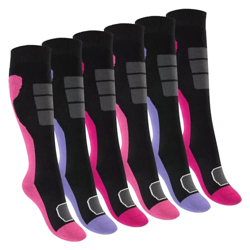 Footstar Kinder Outdoor Kniestrümpfe (6 Paar) Bunte Strümpfe mit Thermo-Effekt - Variante 1 Lila Pink 27-30 von Footstar