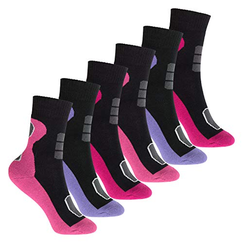 Footstar Kinder Outdoor Socken (6 Paar) Bunte Vollfrottee Socken mit Thermo-Effekt - Variante 1 Lila Pink 31-34 von Footstar