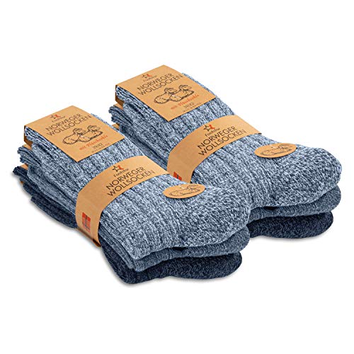 Footstar Herren Winter Wollsocken (6 Paar) Norweger Socken mit Frottee Plüschsohle - Blautöne 39-42 von Footstar