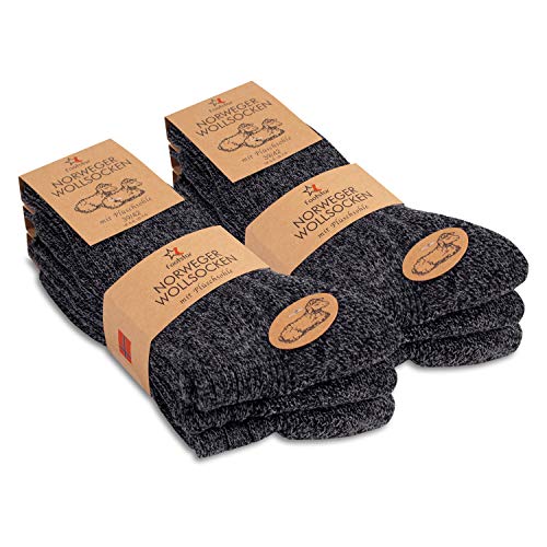 Footstar Herren Winter Wollsocken (6 Paar) Norweger Socken mit Frottee Plüschsohle - Grau-Melange 39-42 von Footstar