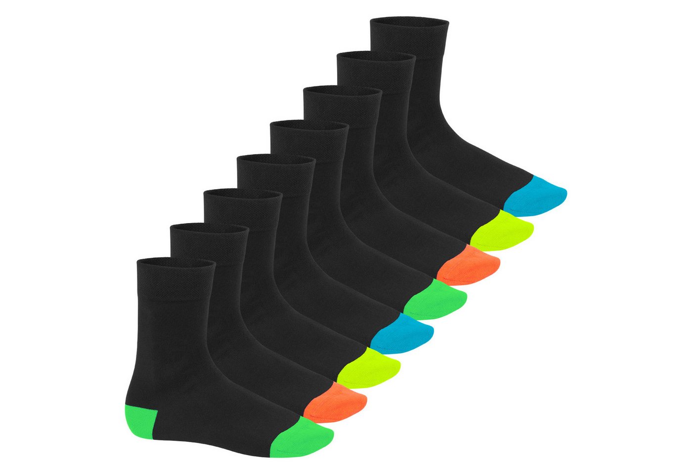 Footstar Basicsocken Herren & Damen Baumwollsocken (8 Paar) Socken im Neon Look von Footstar