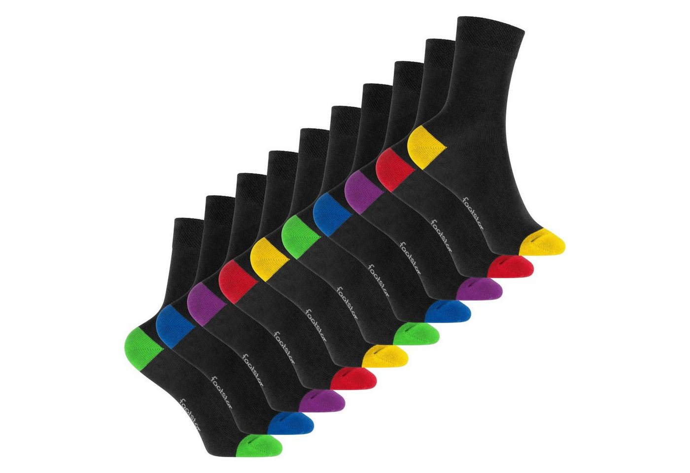 Footstar Basicsocken Kinder Baumwollsocken (10 Paar) Ferse & Spitze abgesetzt von Footstar