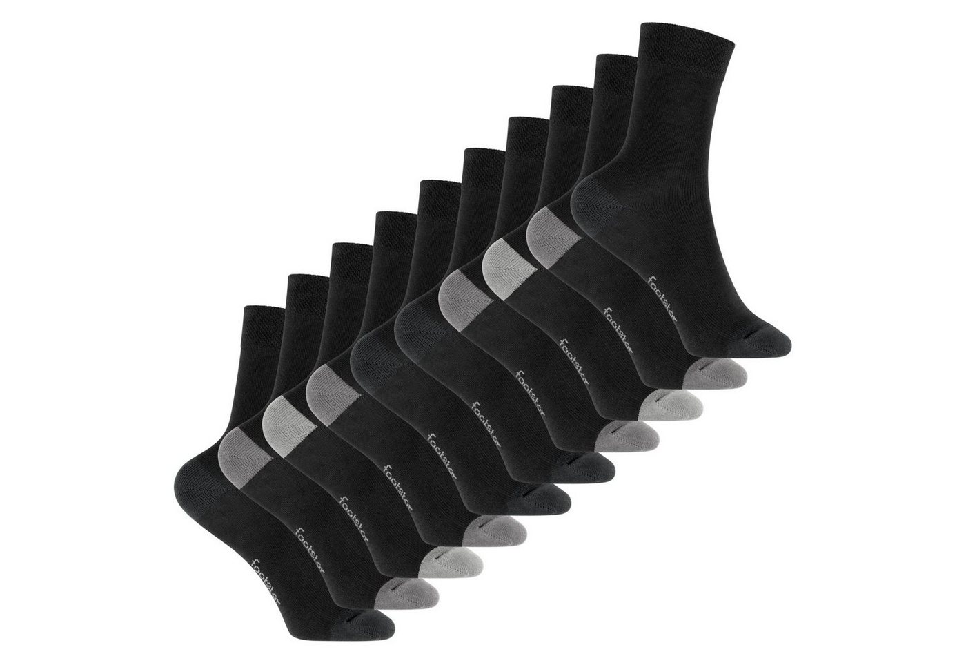 Footstar Basicsocken Kinder Baumwollsocken (10 Paar) Ferse & Spitze abgesetzt von Footstar