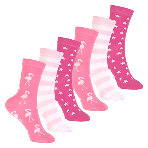 Footstar Bunte Baumwoll Socken für Kinder (6er Pack) Flamingo Mix 23-26 von Footstar