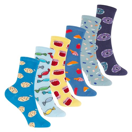 Footstar Bunte Baumwoll Socken mit lustigen Motiven für Mädchen & Jungen (6 Paar) - Sweets 31-34 von Footstar