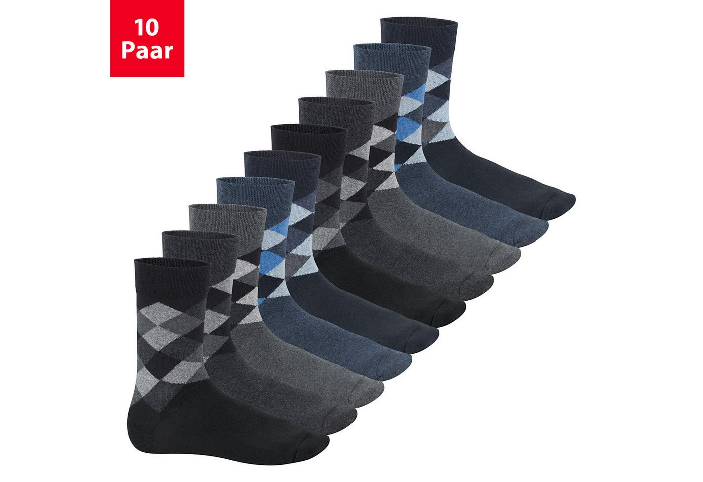 Footstar Businesssocken Herren Motiv Socken (10 Paar) mit diversen Mustern von Footstar