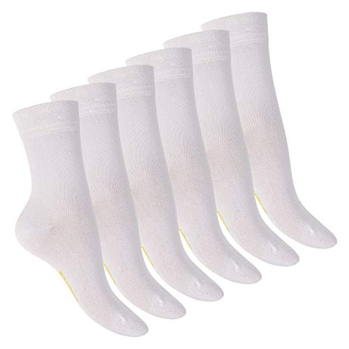 Footstar Damen Bambus Socken (6 Paar), Klassische Socken aus nachhaltiger Viskose - Weiß 39-42 von Footstar