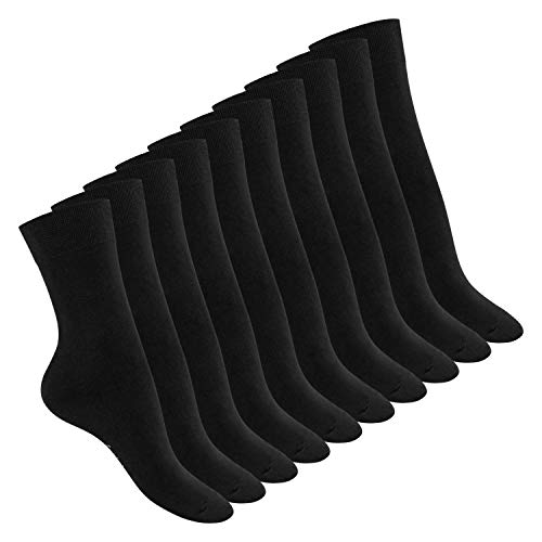 Footstar Damen Baumwollsocken (10 Paar) Handgekettelte flache Spitze - Everyday! - Schwarz 39-42 von Footstar