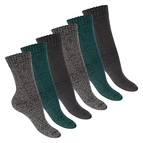 Footstar Damen Frottee Socken (6 Paar) Winter Socken mit Thermo Effekt - Grau-Grün 35-38 von Footstar