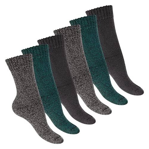 Footstar Damen Frottee Socken (6 Paar) Winter Socken mit Thermo Effekt - Grau-Grün 39-42 von Footstar