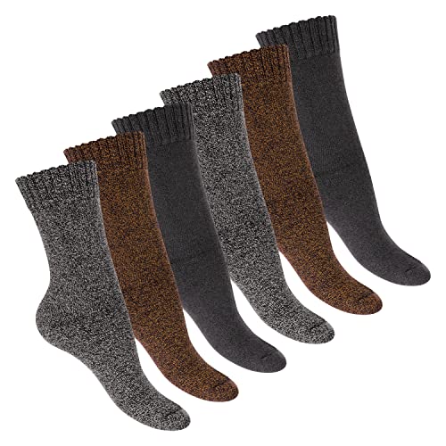 Footstar Damen Frottee Socken (6 Paar) Winter Socken mit Thermo Effekt - Grau-Orange 35-38 von Footstar