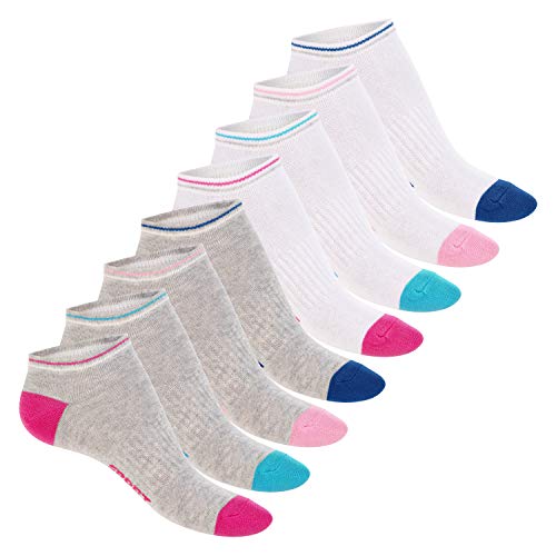 Footstar Damen Motiv Sneaker Socken (8 Paar) Kurze süße Söckchen mit Mustern - Grau-Multicolor 39-42 von Footstar