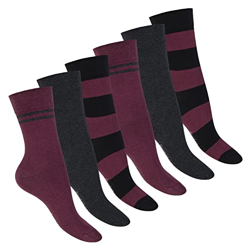 Footstar Damen Ringel Socken (6 Paar) - Bordeaux 35-38 von Footstar