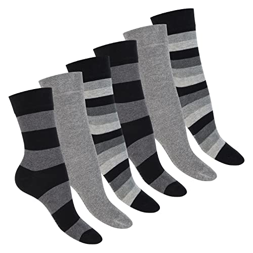 Footstar Damen Ringel Socken (6 Paar) - Grau 39-42 von Footstar