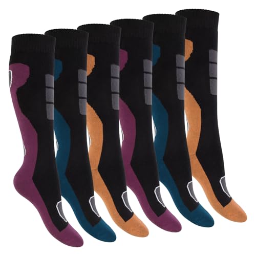 Footstar Damen Winter Kniestrümpfe (6 Paar) Vollfrottee Socken mit Thermo Effekt - Dark Mix 39-42 von Footstar