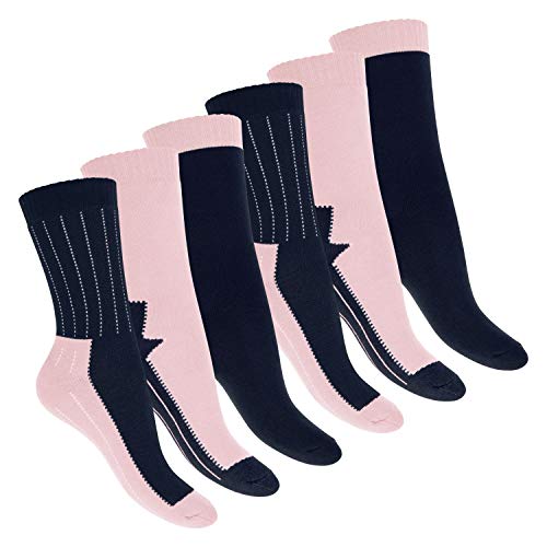 Footstar Damen Wintersocken (6 Paar) Warme Vollfrottee Socken mit Thermo Effekt - Navy Rosa 35-38 von Footstar