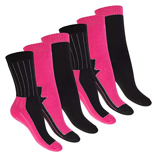 Footstar Damen Wintersocken (6 Paar) Warme Vollfrottee Socken mit Thermo Effekt - Schwarz Pink 35-38 von Footstar