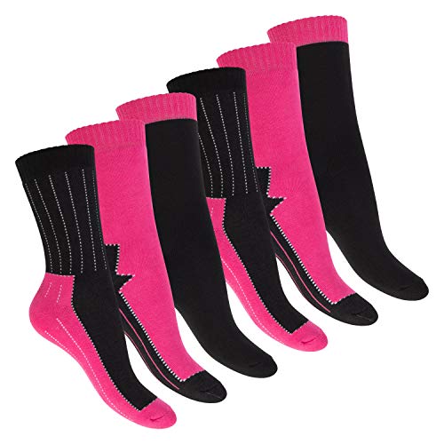 Footstar Damen Wintersocken (6 Paar) Warme Vollfrottee Socken mit Thermo Effekt - Schwarz Pink 39-42 von Footstar