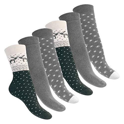 Footstar Damen Wintersocken (6 Paar) Warme Vollfrottee Socken mit Thermo Effekt - Grau 35-38 von Footstar