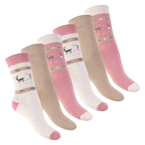 Footstar Damen Wintersocken (6 Paar) Warme Vollfrottee Socken mit Thermo Effekt - Rosa 35-38 von Footstar