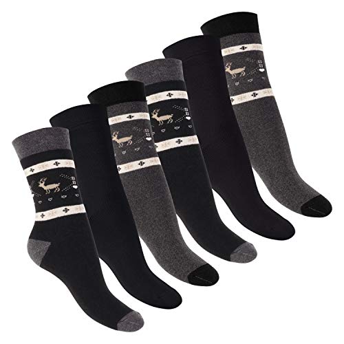 Footstar Damen Wintersocken (6 Paar) Warme Vollfrottee Socken mit Thermo Effekt - Schwarz 35-38 von Footstar