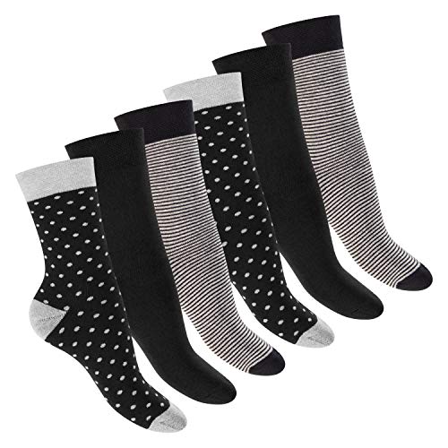 Footstar Damen Wintersocken (6 Paar) Warme Vollfrottee Socken mit Thermo Effekt - Schwarz Mix 35-38 von Footstar