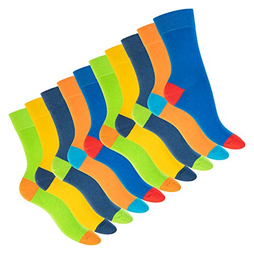 Footstar Damen und Herren Baumwoll-Socken (10 Paar) mit abgesetzter Ferse und Spitze - Multicolor 39-42 von Footstar