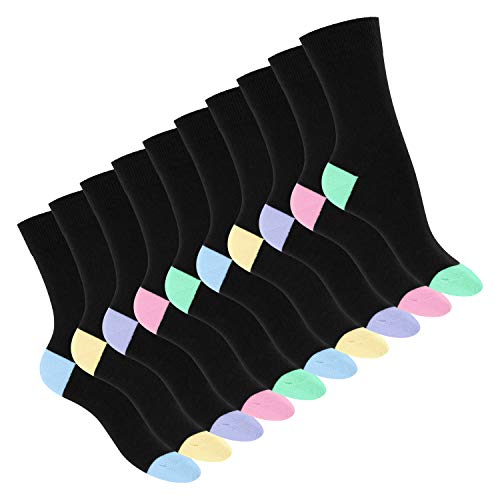 Footstar Damen und Herren Baumwoll-Socken (10 Paar) mit abgesetzter Ferse und Spitze - Pastell Mix 39-42 von Footstar