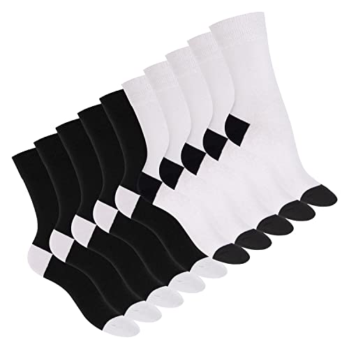 Footstar Damen und Herren Baumwoll-Socken (10 Paar) mit abgesetzter Ferse und Spitze - Schwarz Weiß 35-38 von Footstar