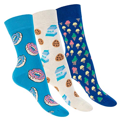 Footstar Damen & Herren Bunte Motiv Socken (3 Paar) Lustige Baumwoll Socken - Sweets 36-40 von Footstar