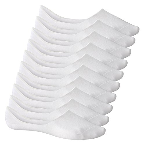 Footstar Damen und Herren Füßlinge (10 Paar) No Show Footies mit Anti-Slip - Sneak-it! - Weiß 47-50 von Footstar