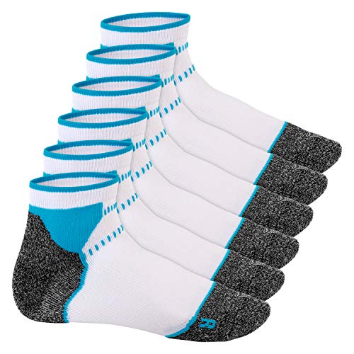 Footstar Damen & Herren Funktions Sport Socken (6 Paar), Gepolsterte Laufsocken - Weiss-Blau 35-38 von Footstar