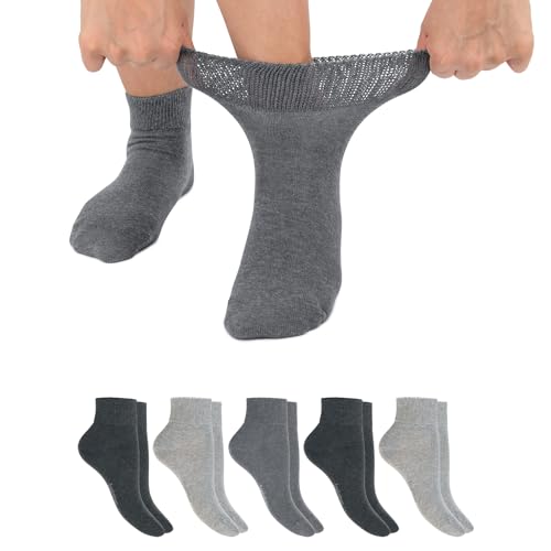 Footstar Damen & Herren Gesundheits Kurzschaft Socken (6 Paar) Nahtfreie Diabetiker Kurzsocken - Classic Grey 35-38 von Footstar