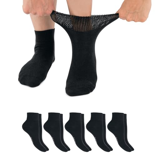 Footstar Damen & Herren Gesundheits Kurzschaft Socken (6 Paar) Nahtfreie Diabetiker Kurzsocken - Schwarz 35-38 von Footstar