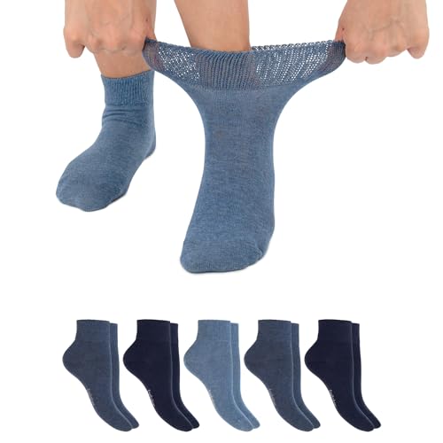 Footstar Damen & Herren Gesundheits Kurzschaft Socken (6 Paar) Nahtfreie Diabetiker Kurzsocken - Blau 39-42 von Footstar