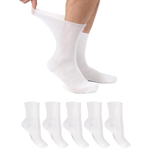 Footstar Damen & Herren Gesundheits Socken (6 Paar) Nahtfreie Diabetikersocken - Weiß 43-46 von Footstar