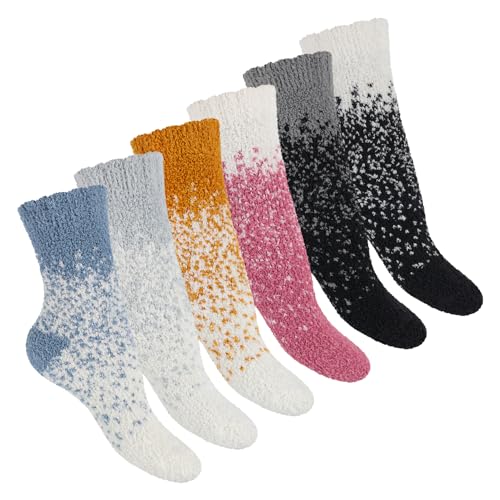 Footstar Damen & Herren Plüsch Socken mit weicher Sohle (6 Paar) - Snow 36-42 von Footstar